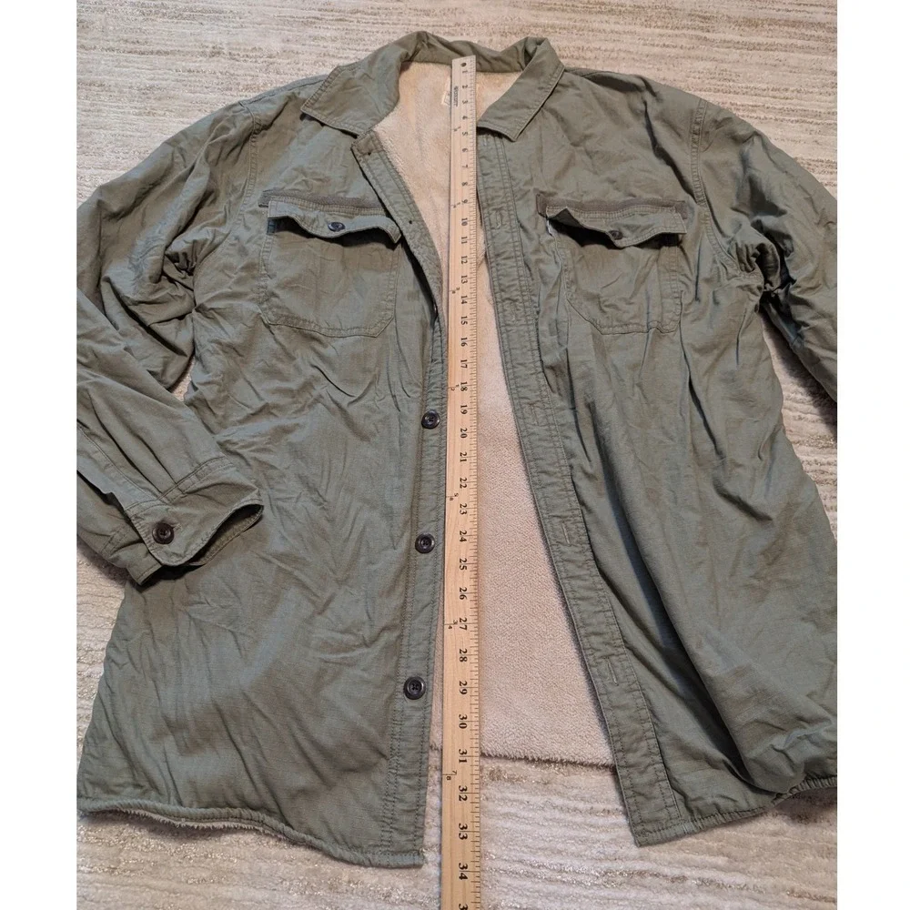 Levis Shirt Jacket Mens XL Olive Green‎ Sherpa Lined Ripstop Shacket Workwear